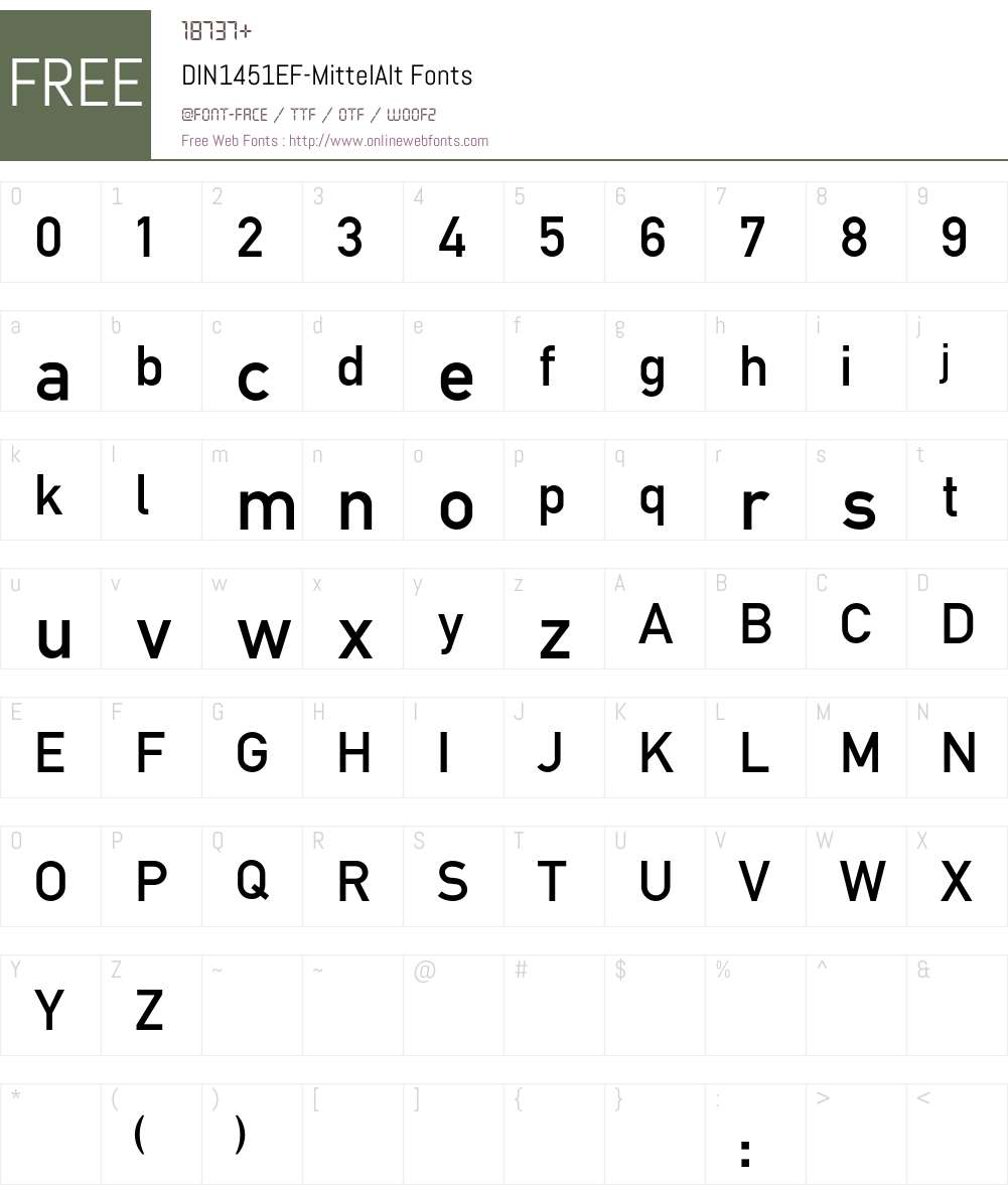 DIN1451EF Font Screenshots