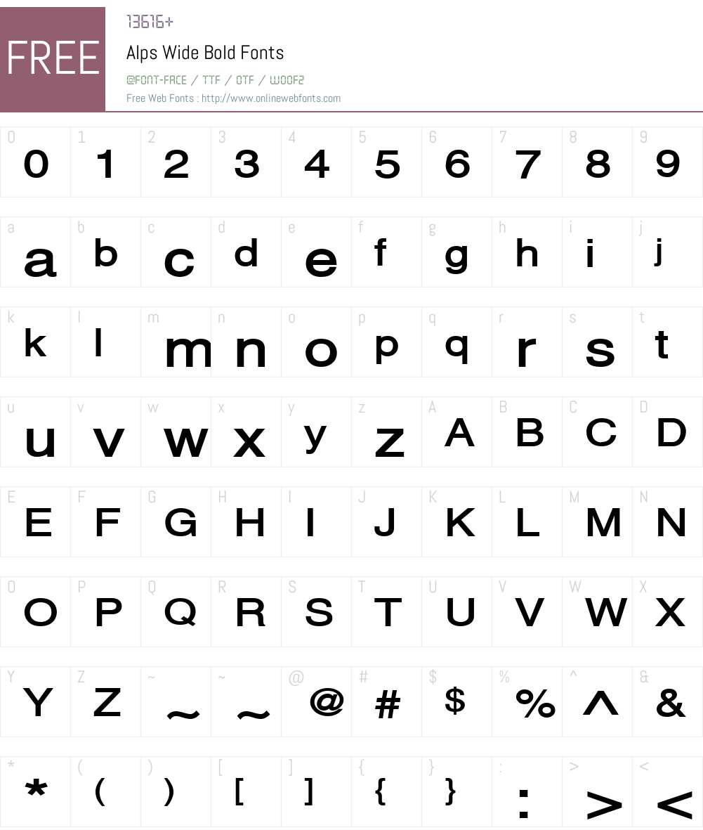 Alps Wide Font Screenshots