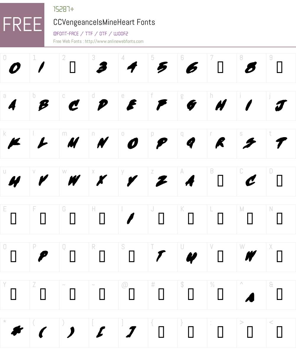 CCVengeanceIsMineHeart Font Screenshots