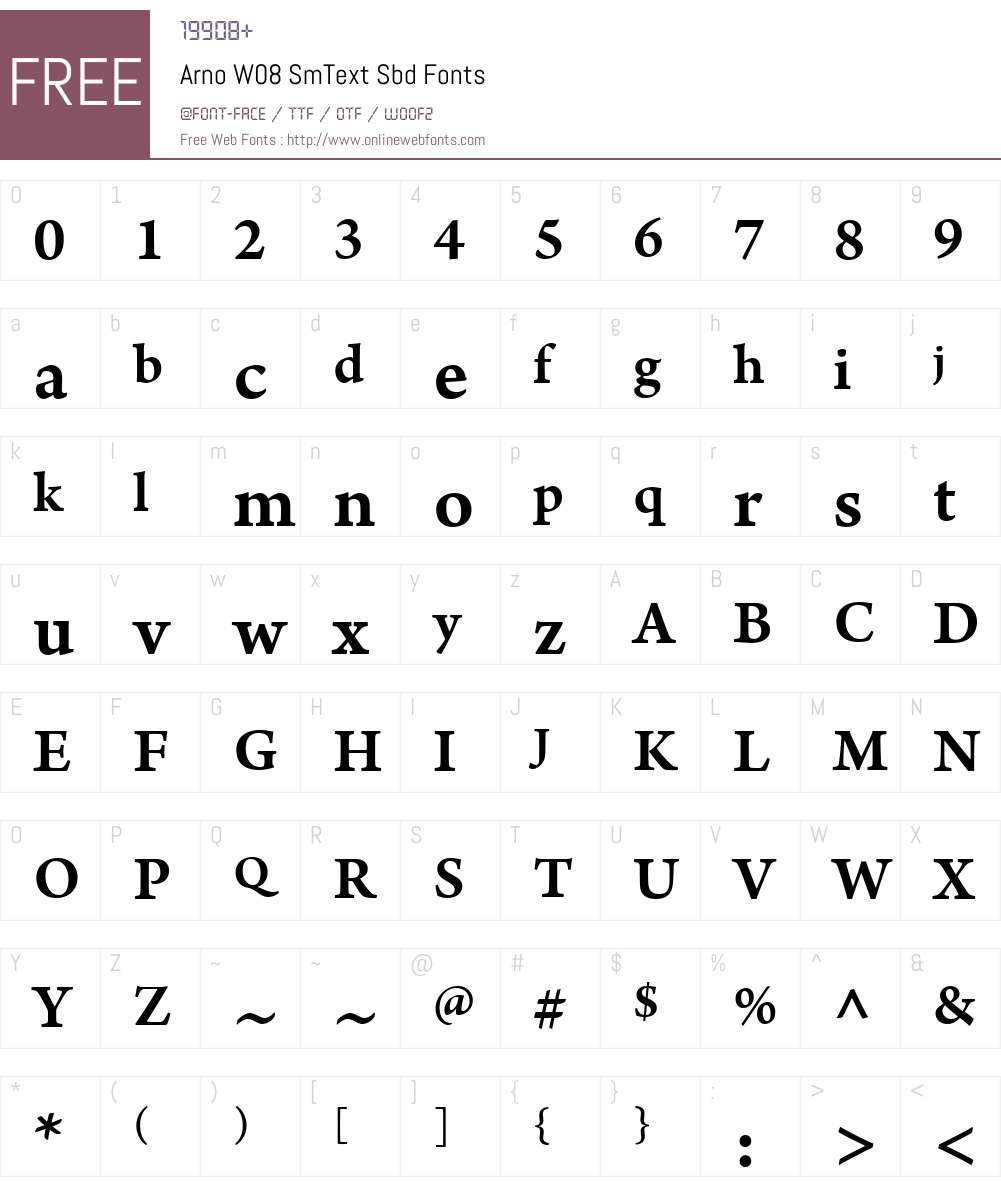 ArnoW08-SmTextSbd Font Screenshots