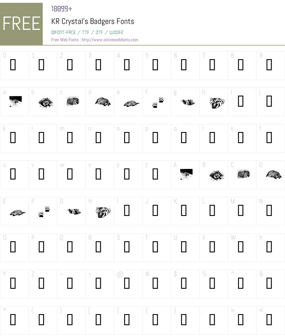 KR Crystal's Badgers Font Screenshots
