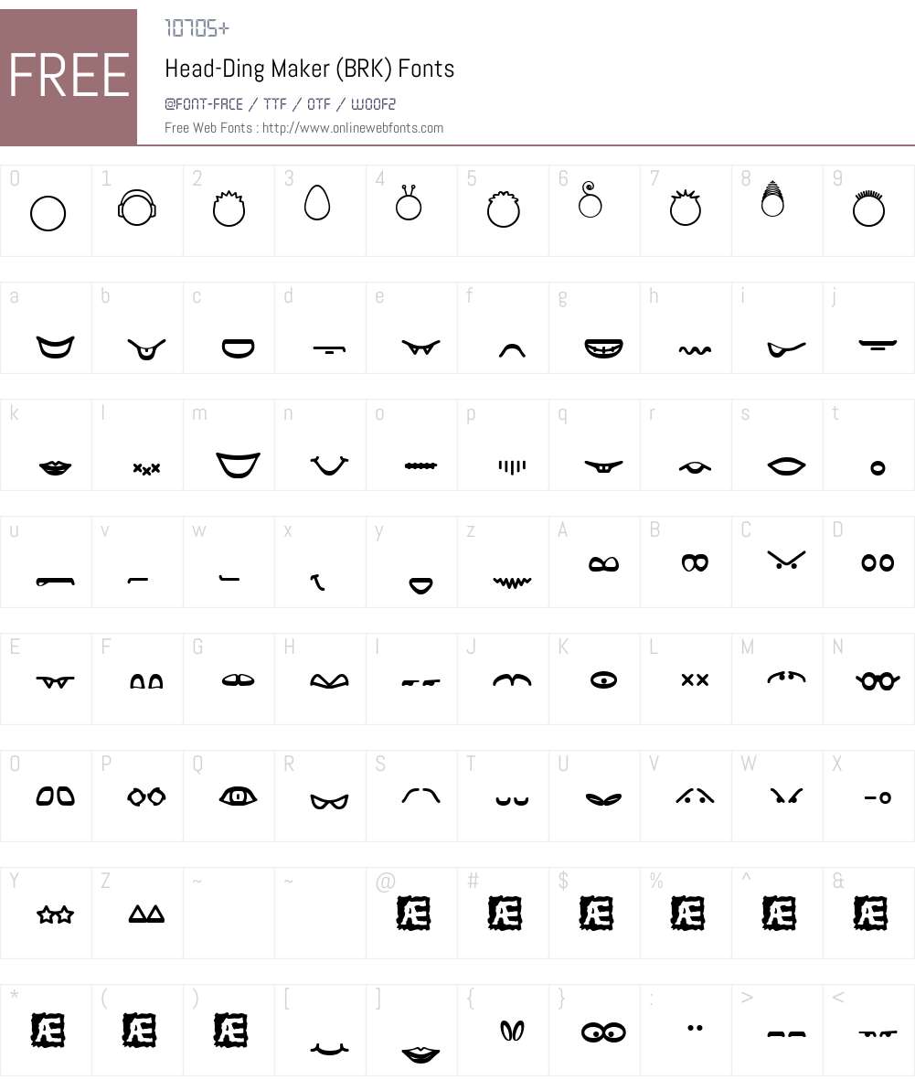 Head-Ding Maker (BRK) Font Screenshots