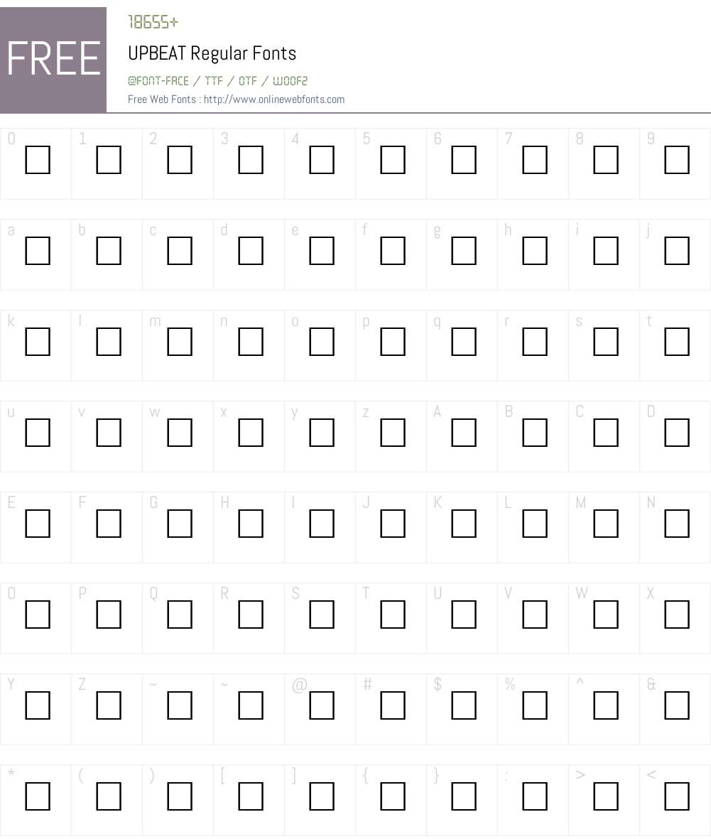 UPBEAT Font Screenshots