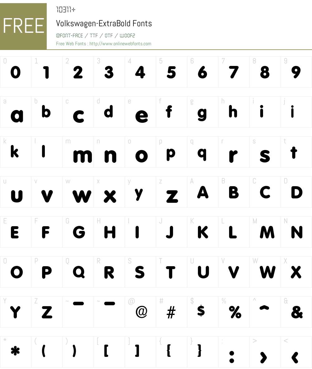 Volkswagen-ExtraBold Font Screenshots