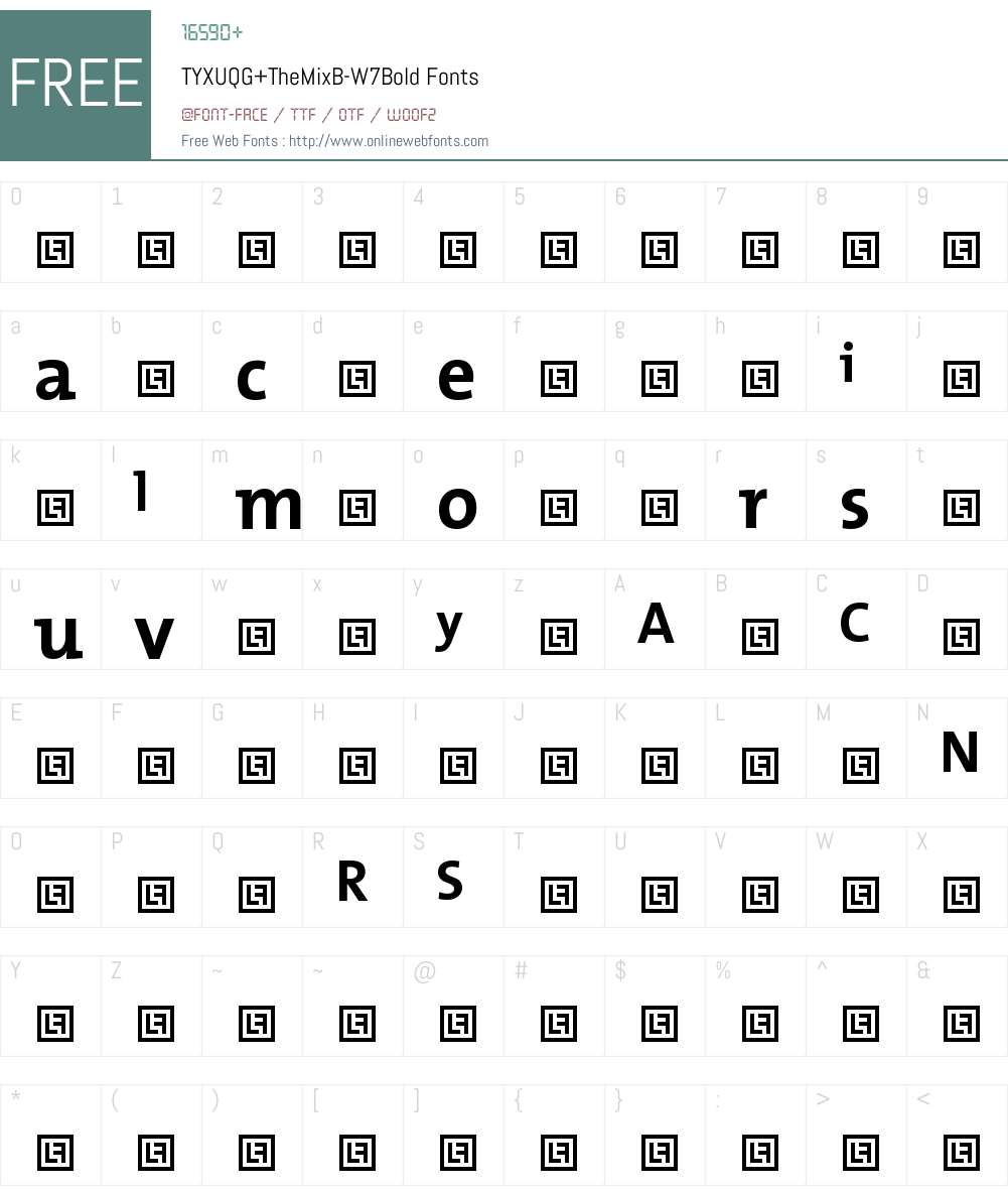 TYXUQG+TheMixB-W7Bold Font Screenshots