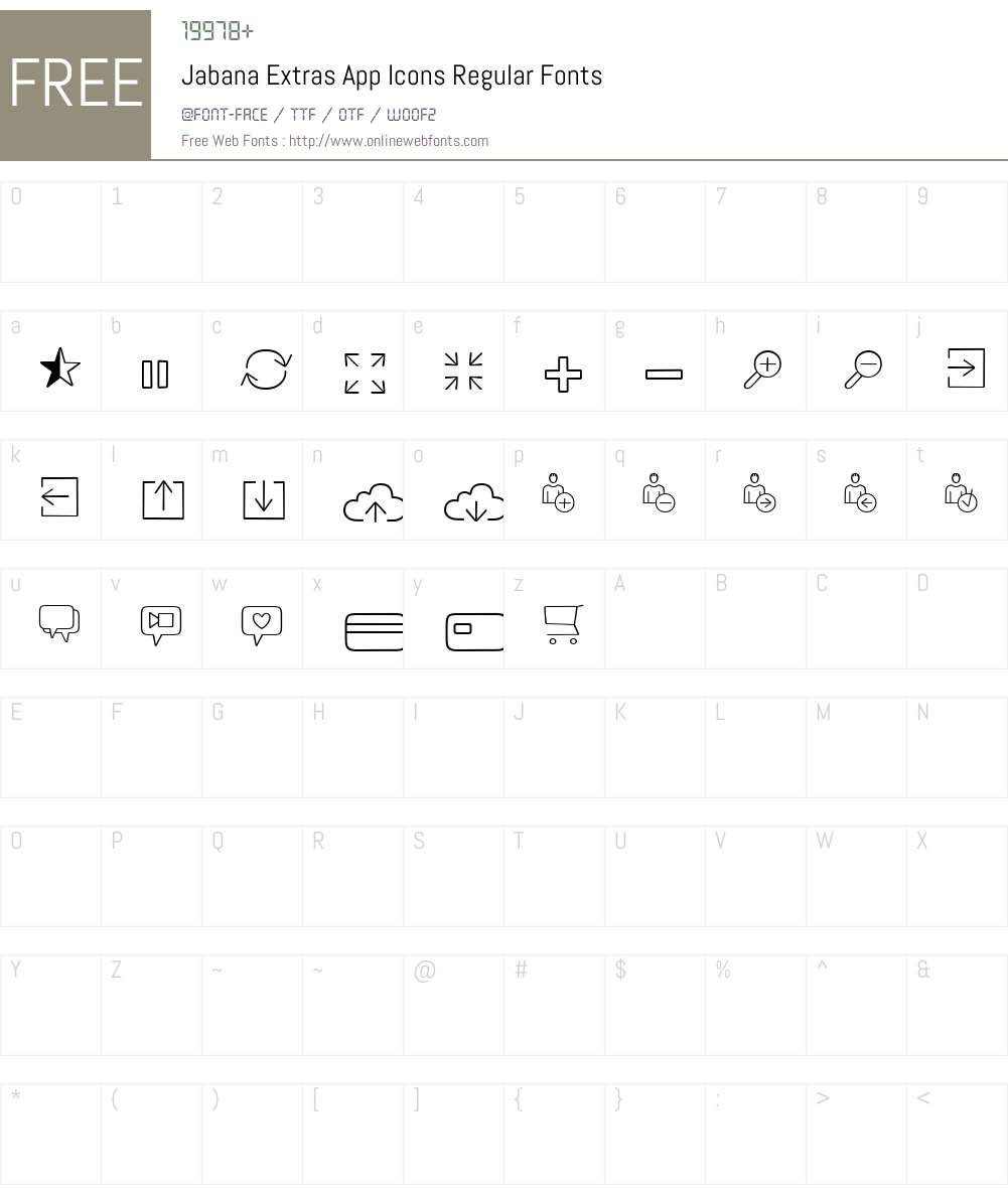 Jabana-Extras-App-Icons Font Screenshots