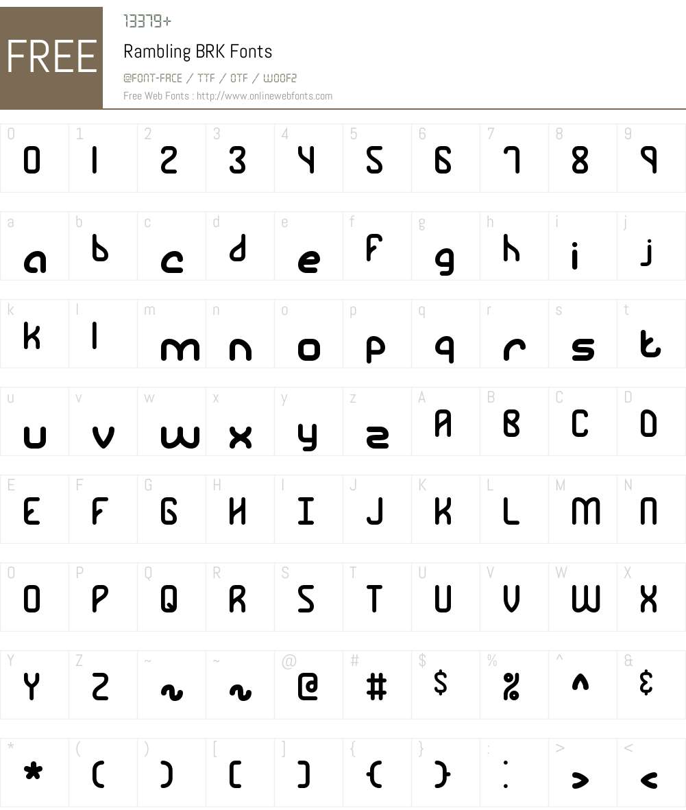 Rambling BRK Font Screenshots