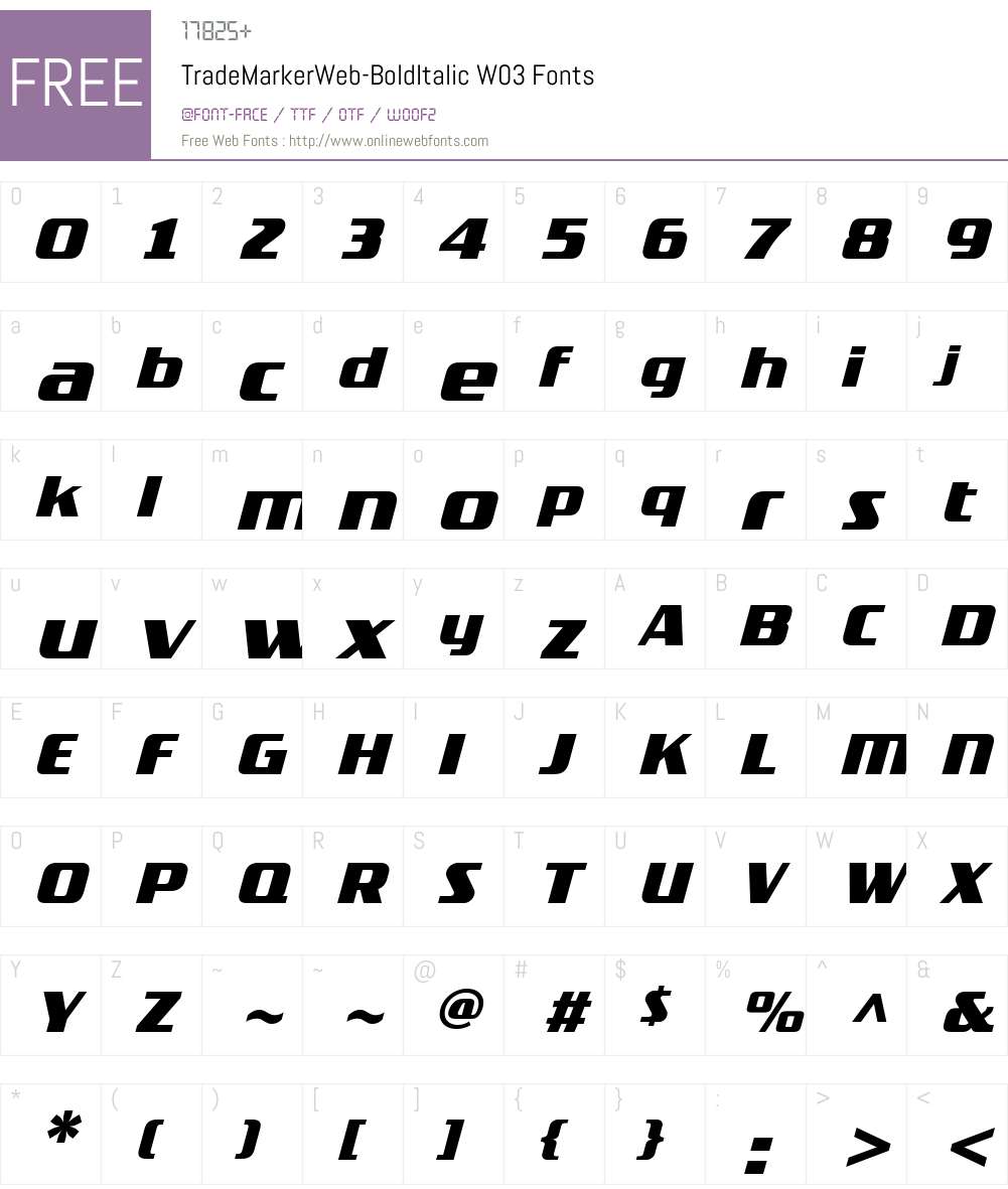 FF TradeMarker Font Screenshots