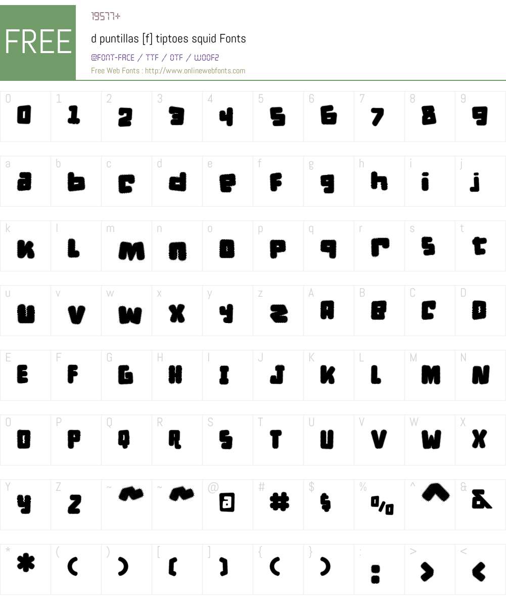 d puntillas F Tiptoes squid Font Screenshots