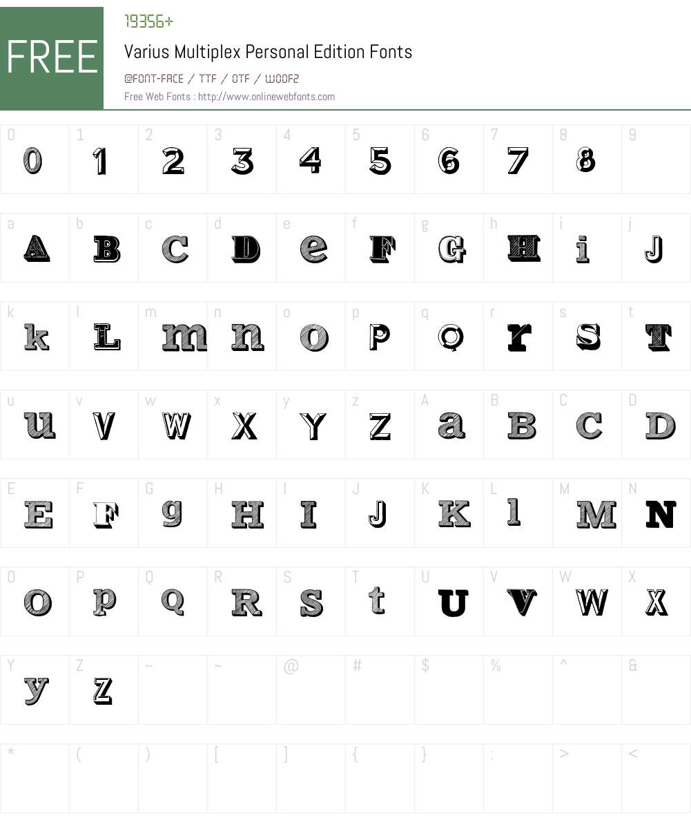 Varius Multiplex Personal Edition Font Screenshots