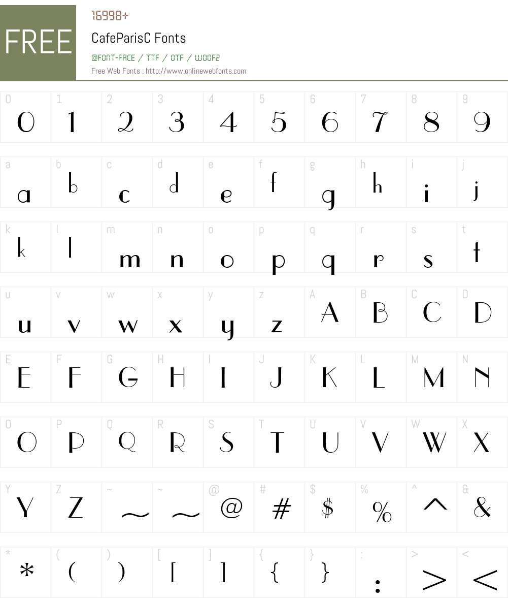 CafeParisC Font Screenshots