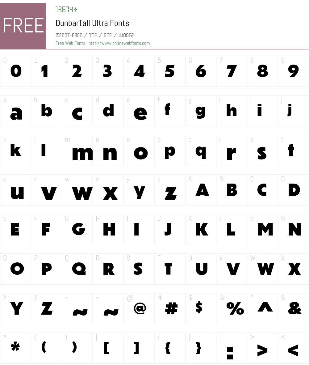 DunbarTall Ultra Font Screenshots