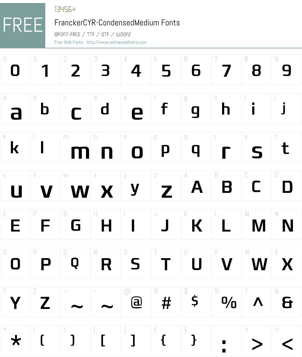 Francker CYR Condensed Medium Font Screenshots