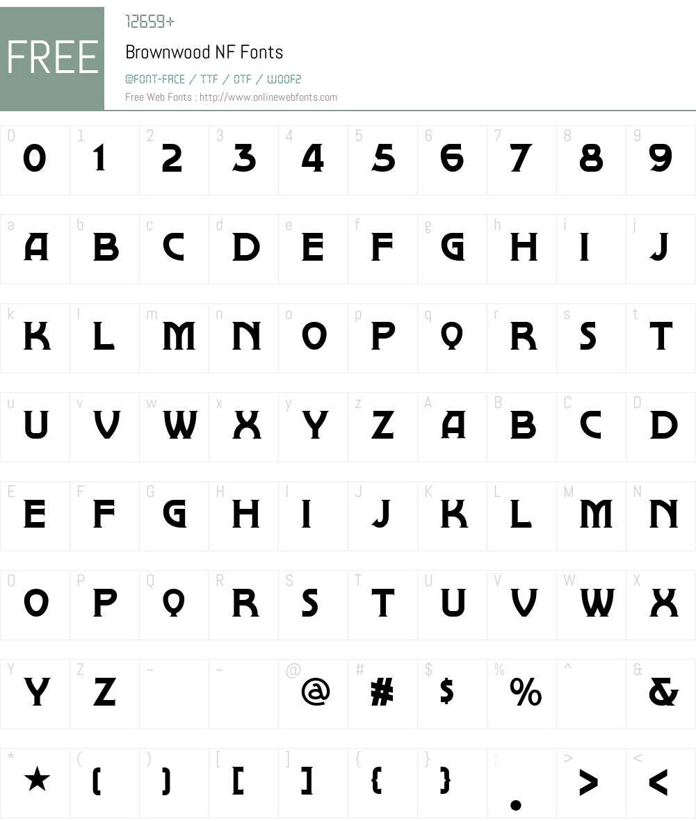 Brownwood NF Font Screenshots