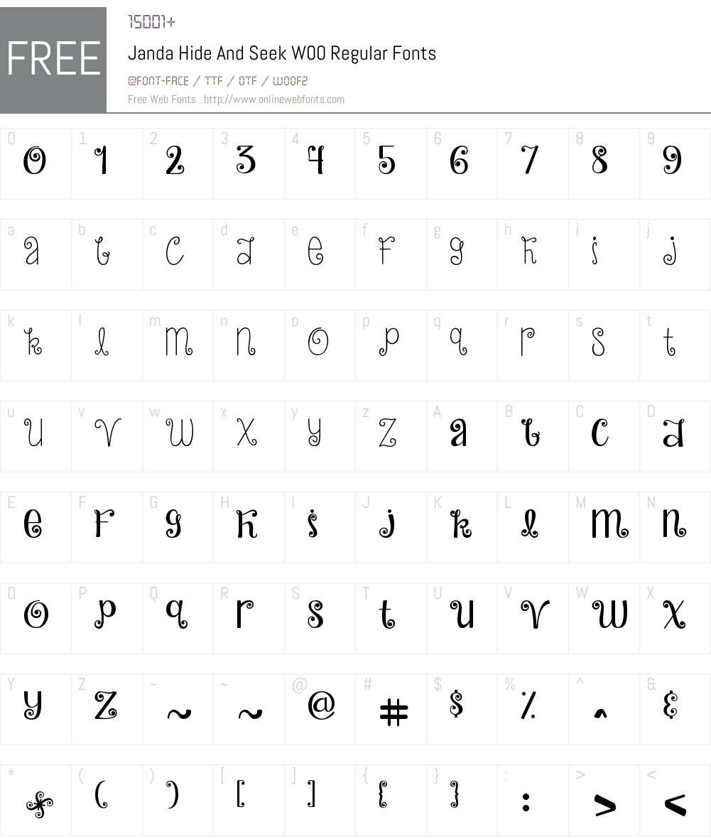 JandaHideAndSeekW00-Regular Font Screenshots