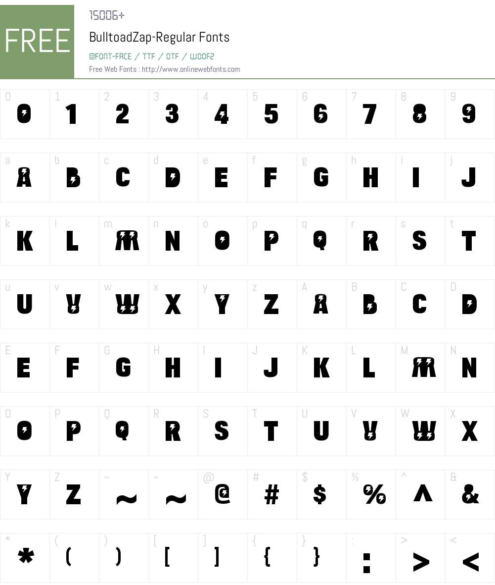 Bulltoad Zap Font Screenshots