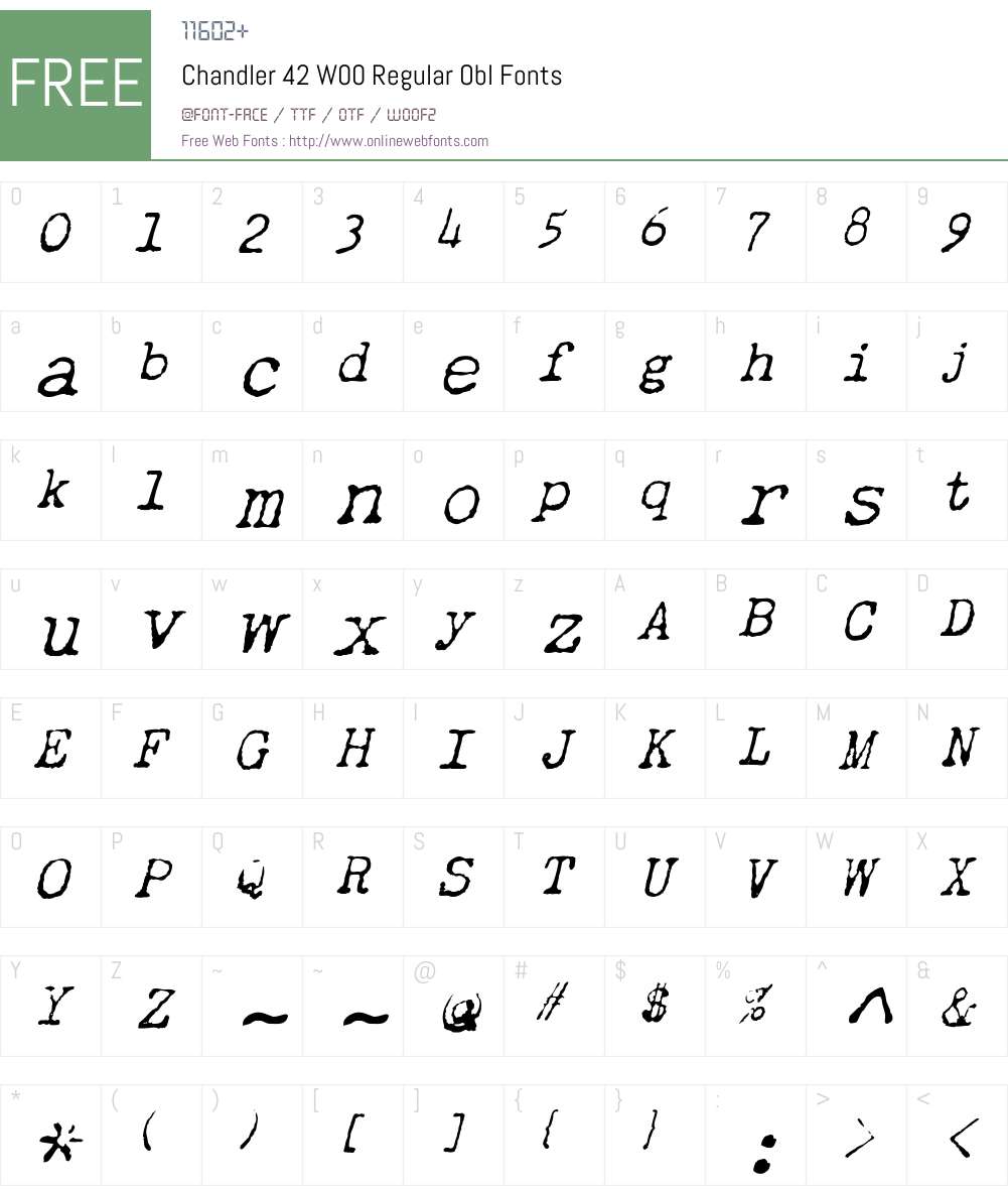 Chandler42W00-RegularObl Font Screenshots