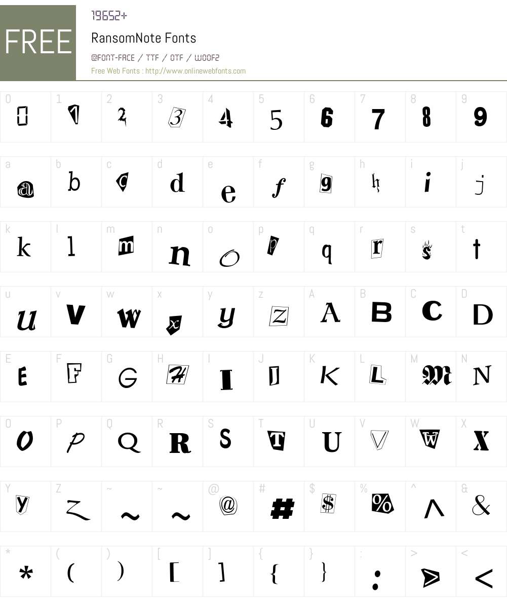 RansomNote Font Screenshots
