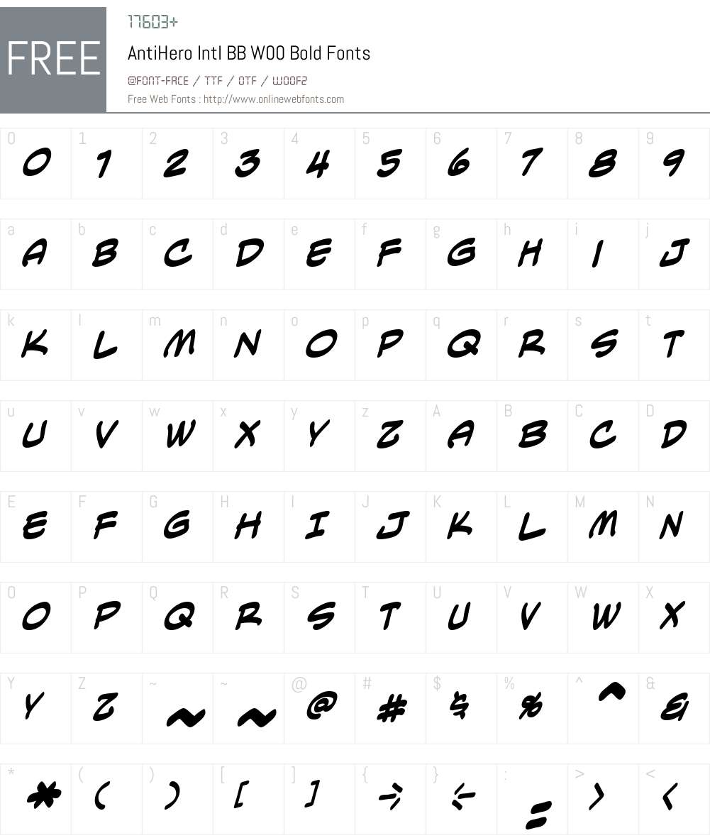 AntiHero Intl BB Font Screenshots