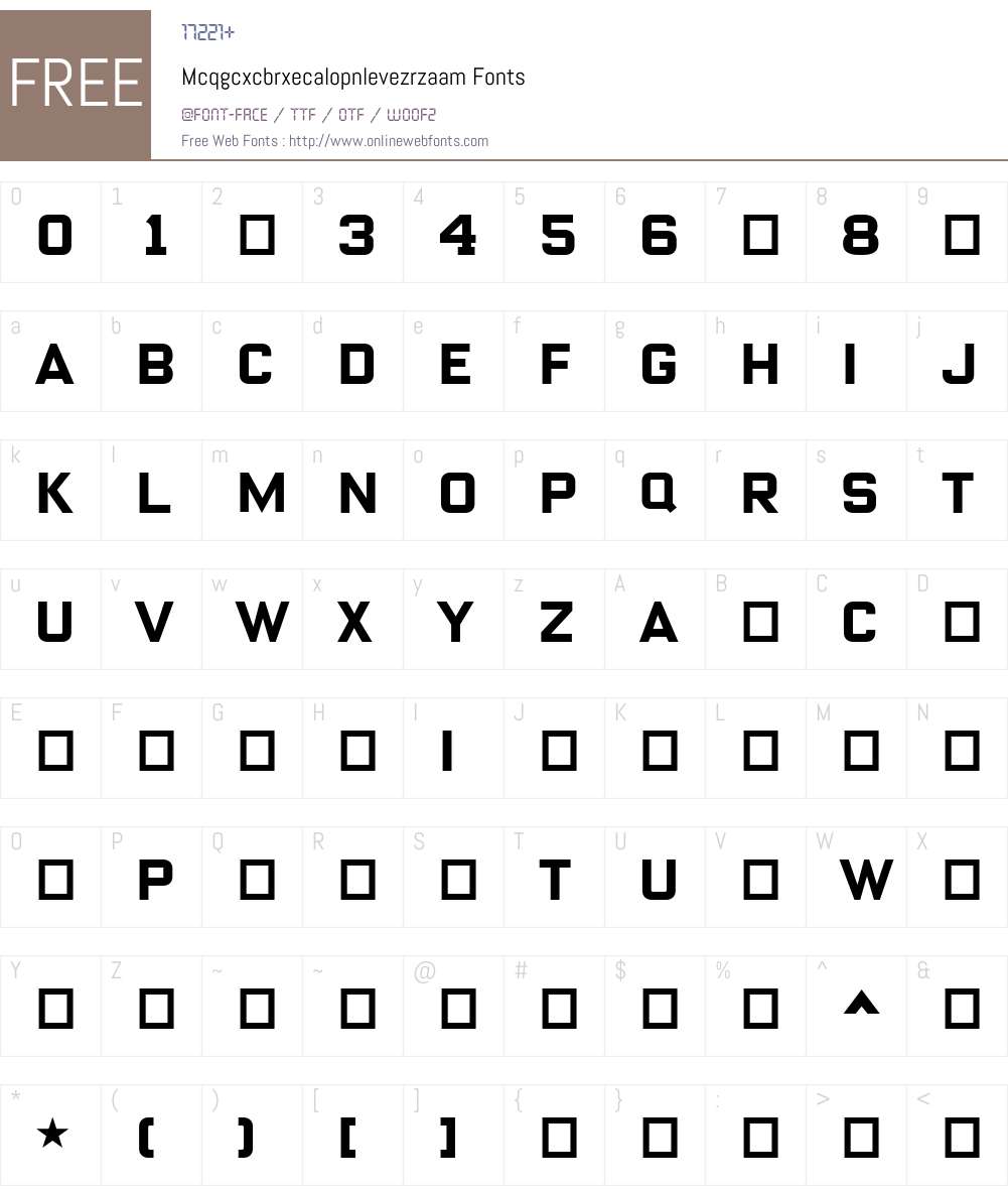 Mcqgcxcbrxecalopnlevezrzaam Font Screenshots