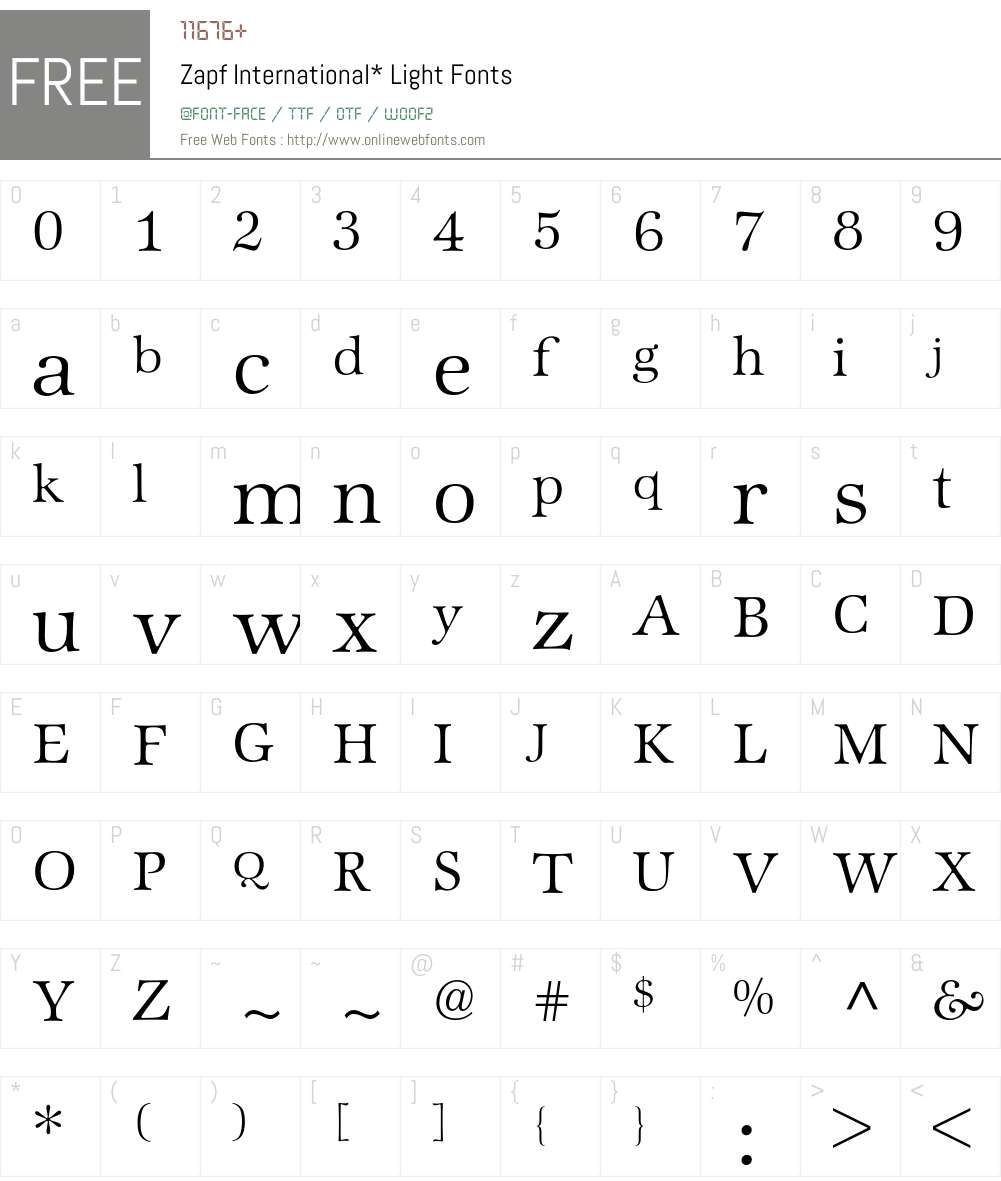 Zapf International BQ Font Screenshots