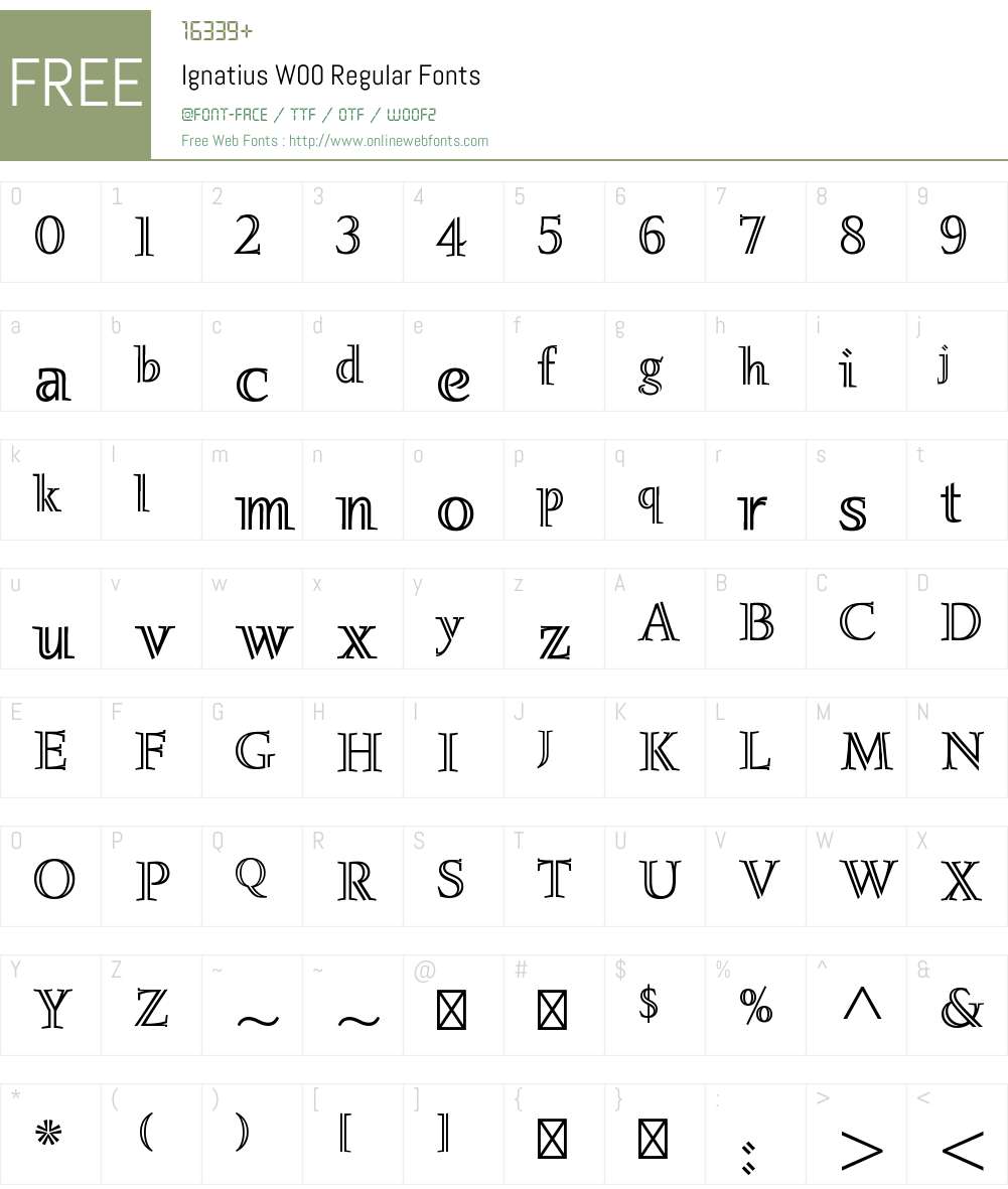 IgnatiusW00-Regular Font Screenshots