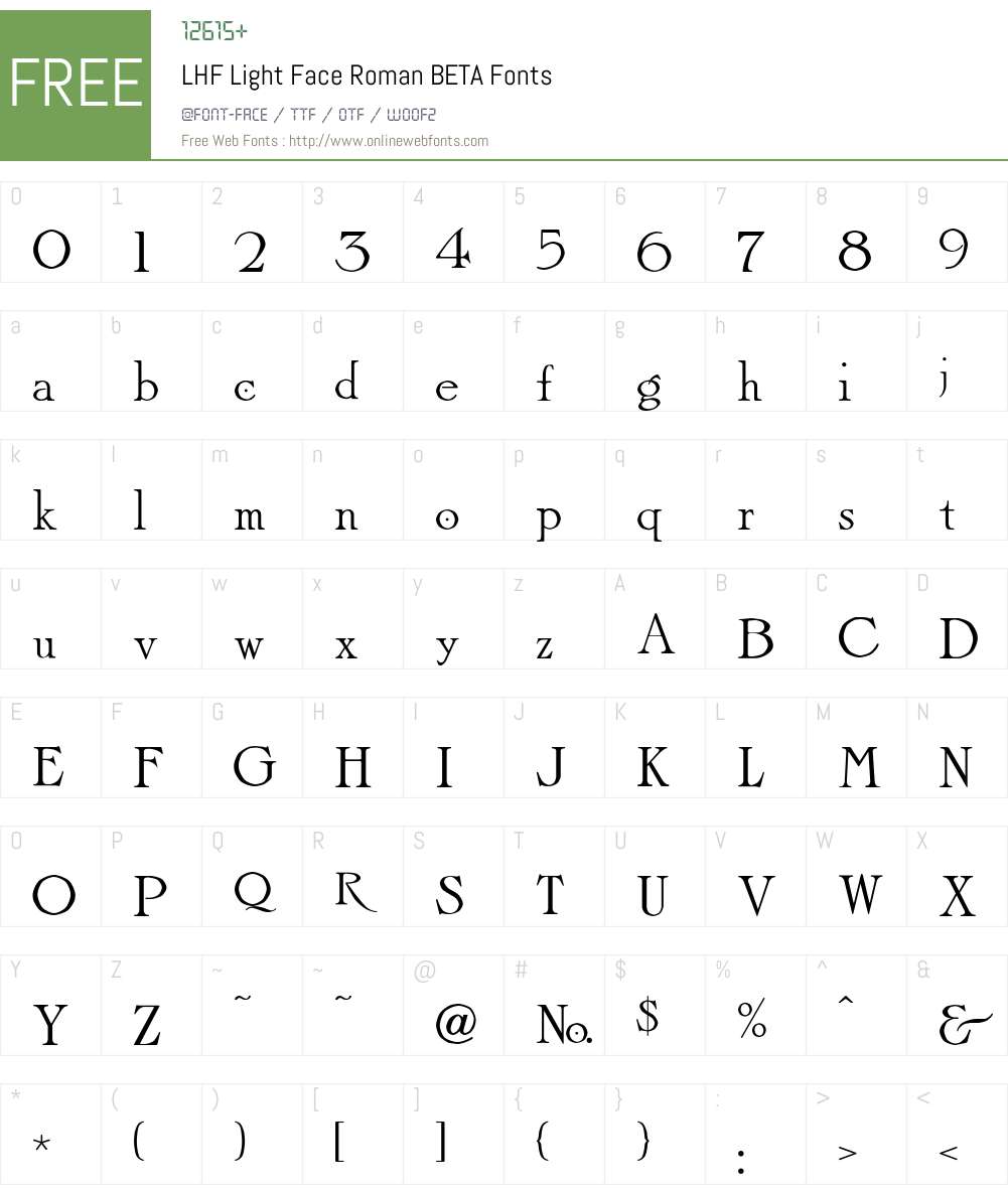 LHF Light Face Roman BETA Font Screenshots