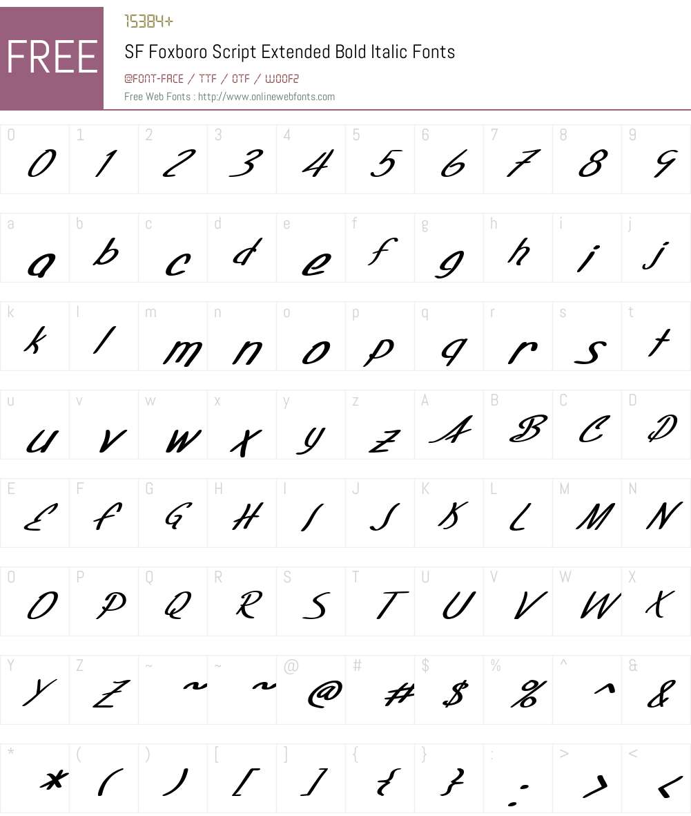 SF Foxboro Script Extended Font Screenshots
