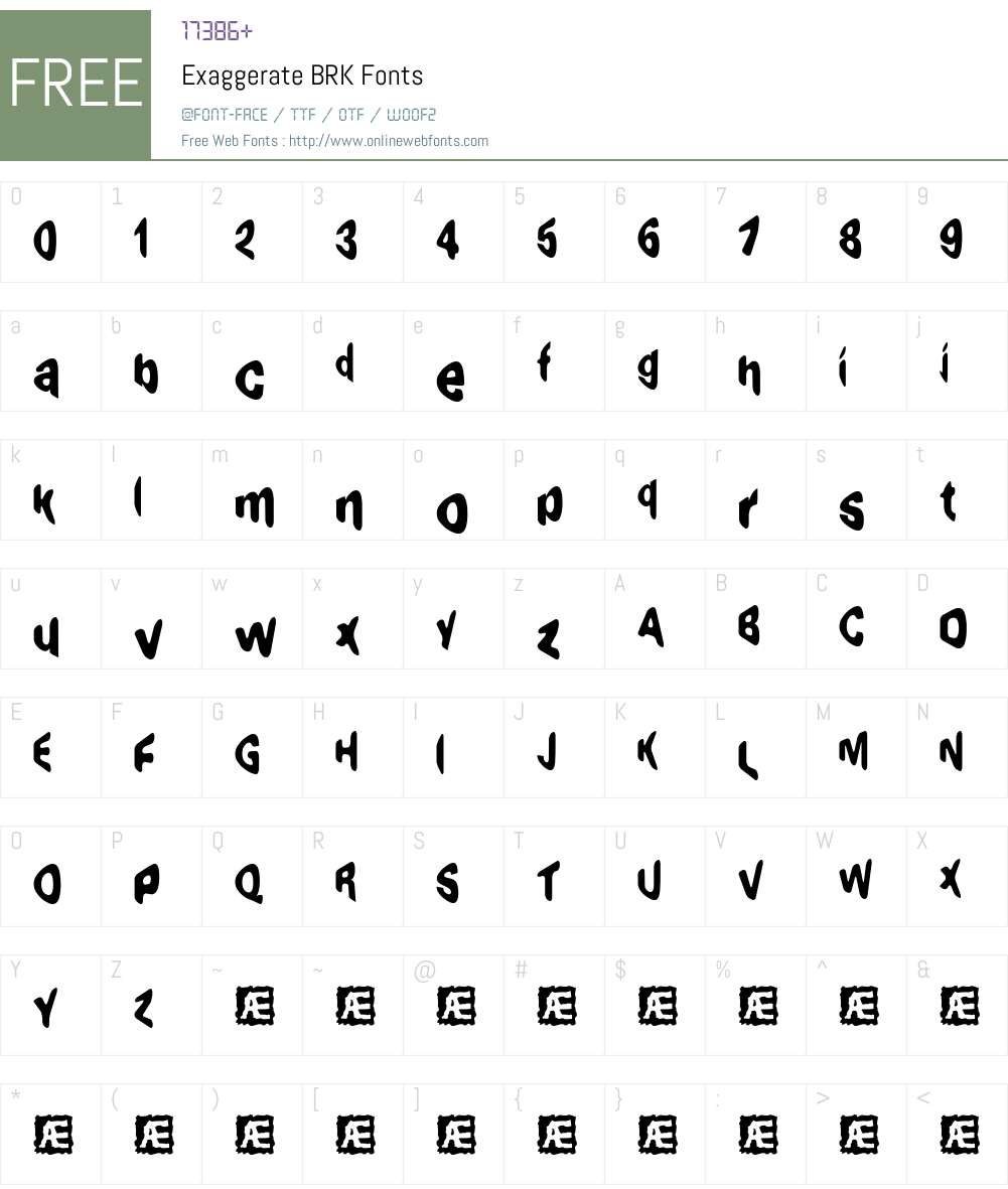 Exaggerate BRK Font Screenshots