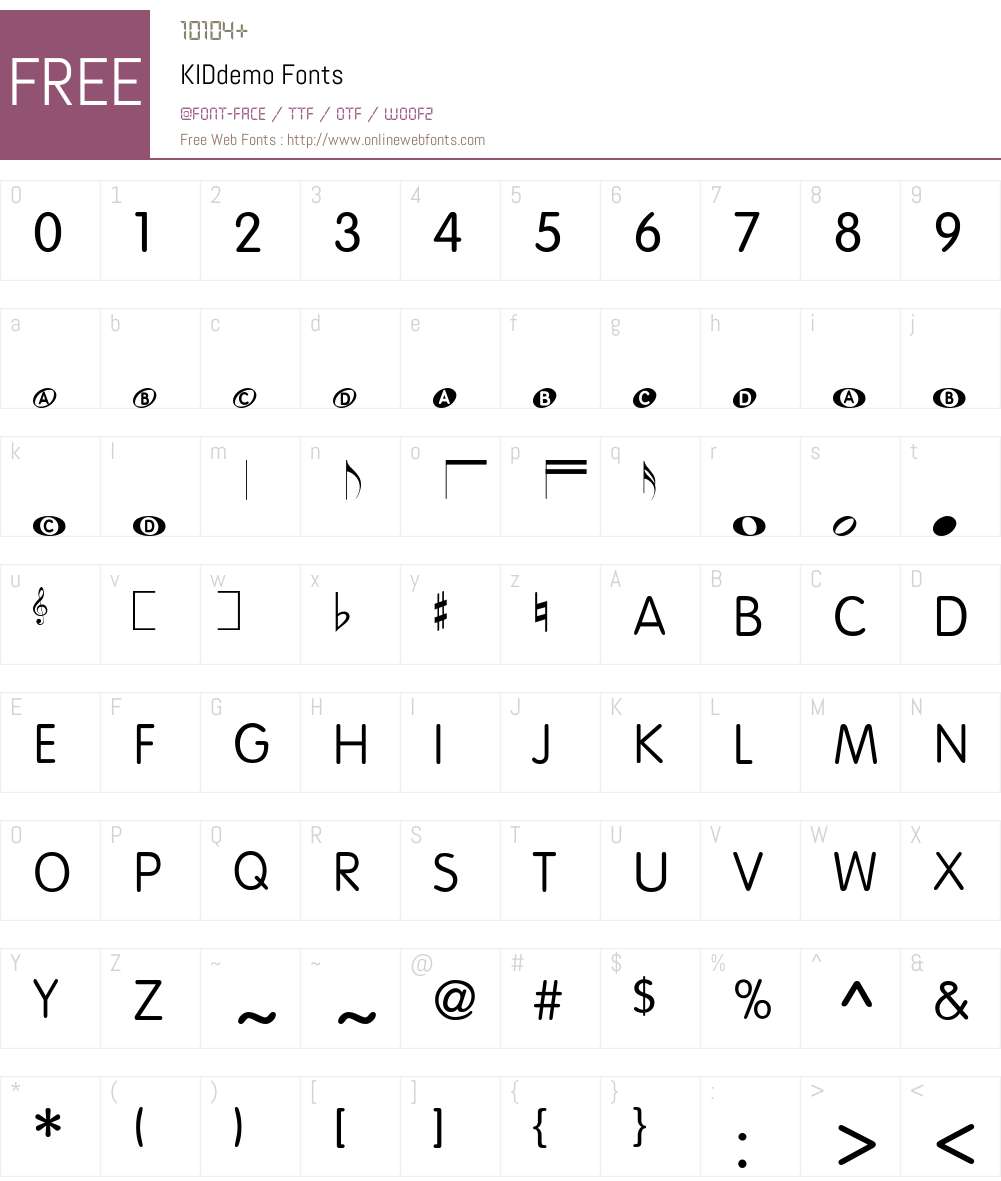 KIDdemo Font Screenshots