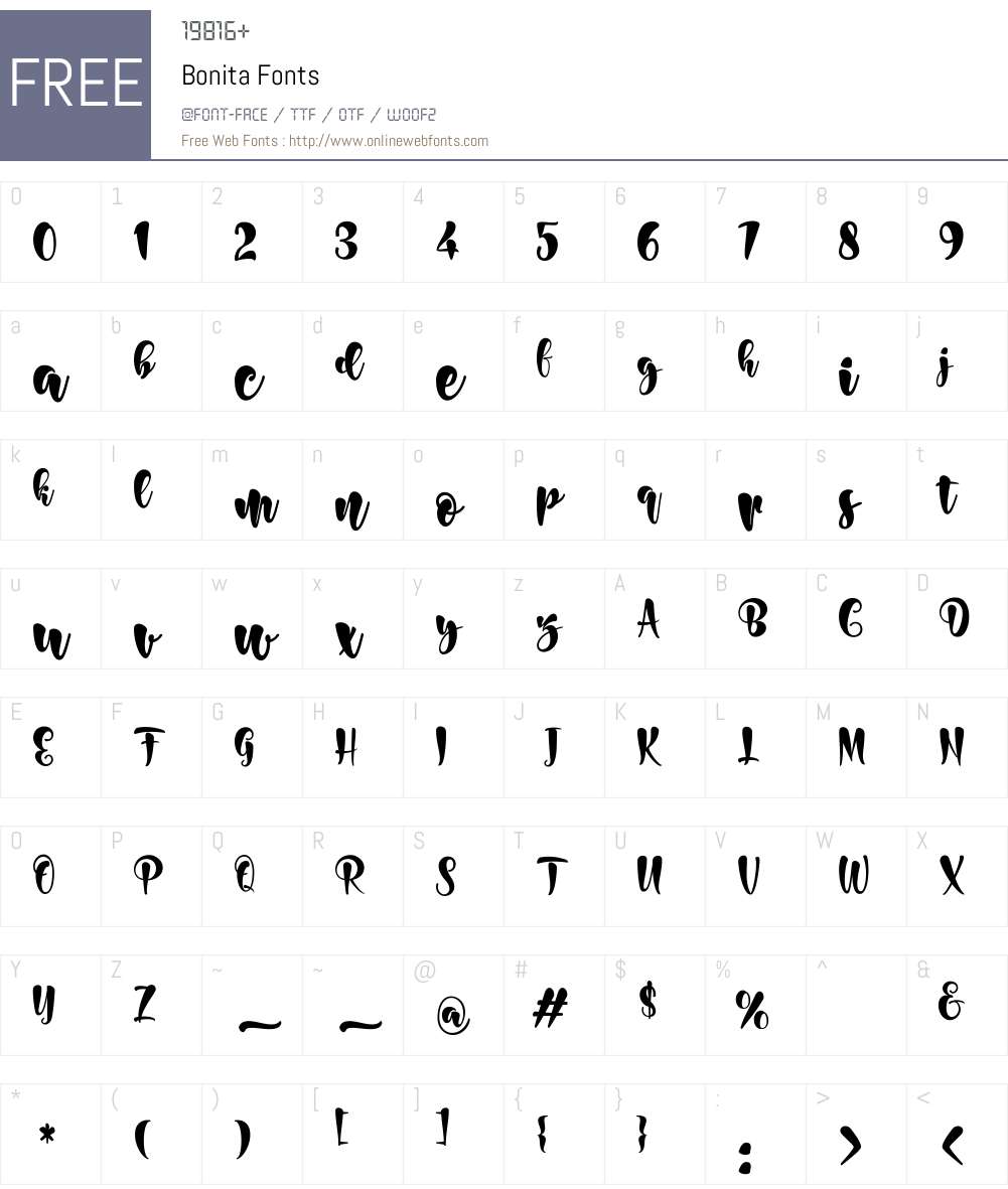 Bonita Font Screenshots