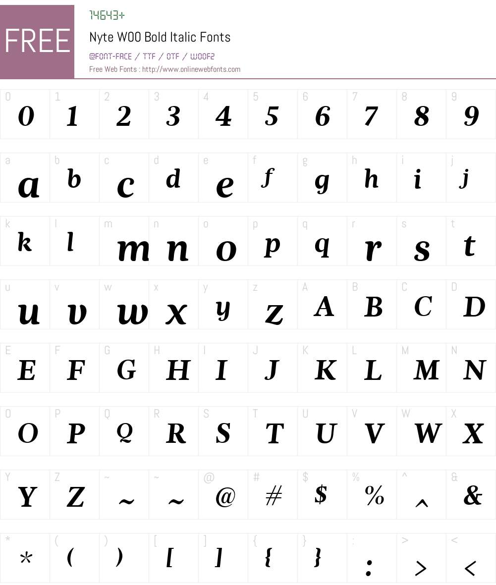 Nyte Font Screenshots