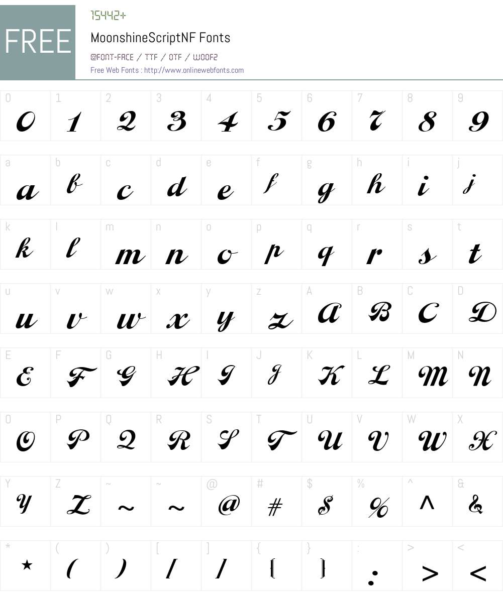 MoonshineScriptNF Font Screenshots