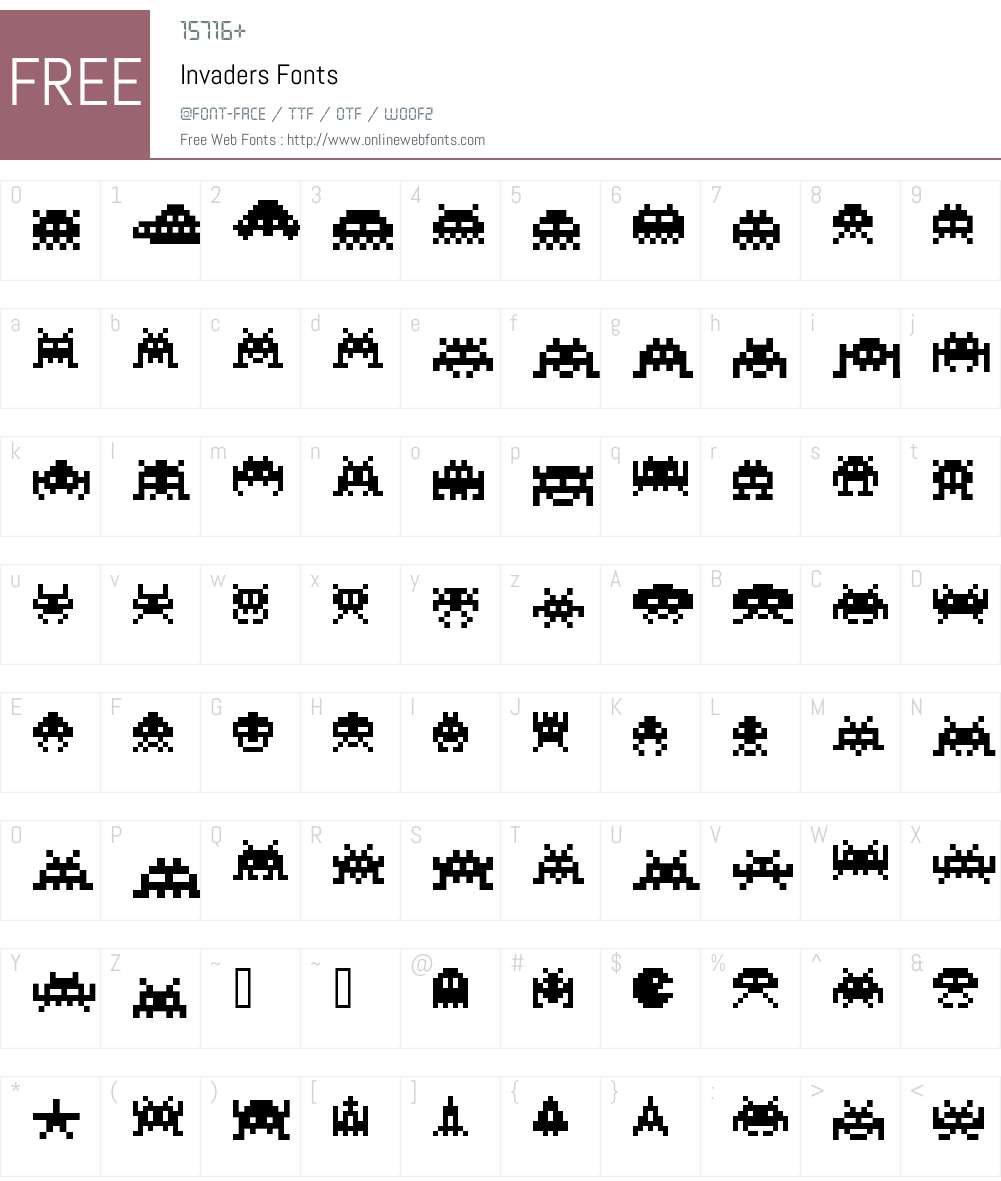 Invaders Font Screenshots