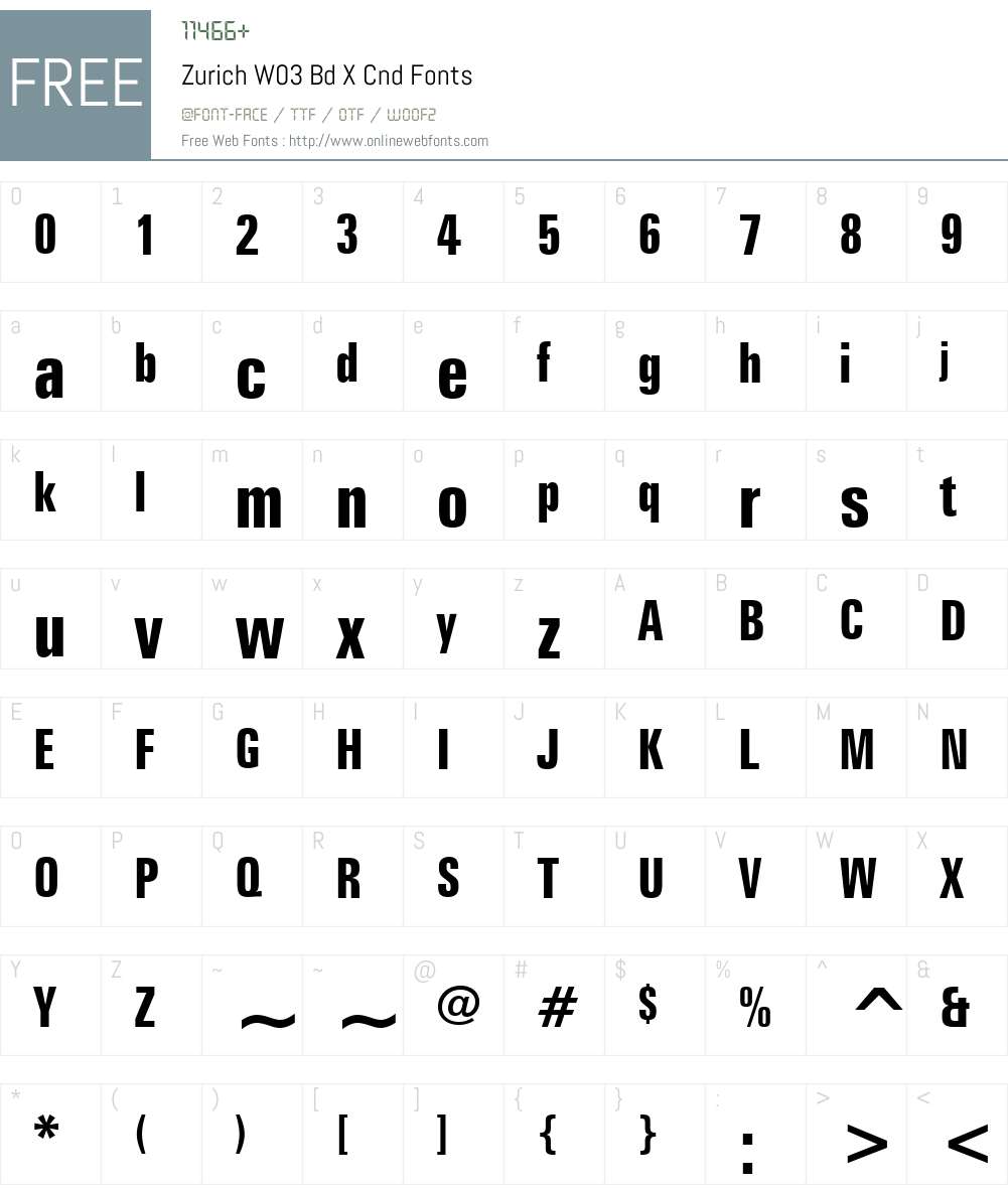 Zurich Font Screenshots