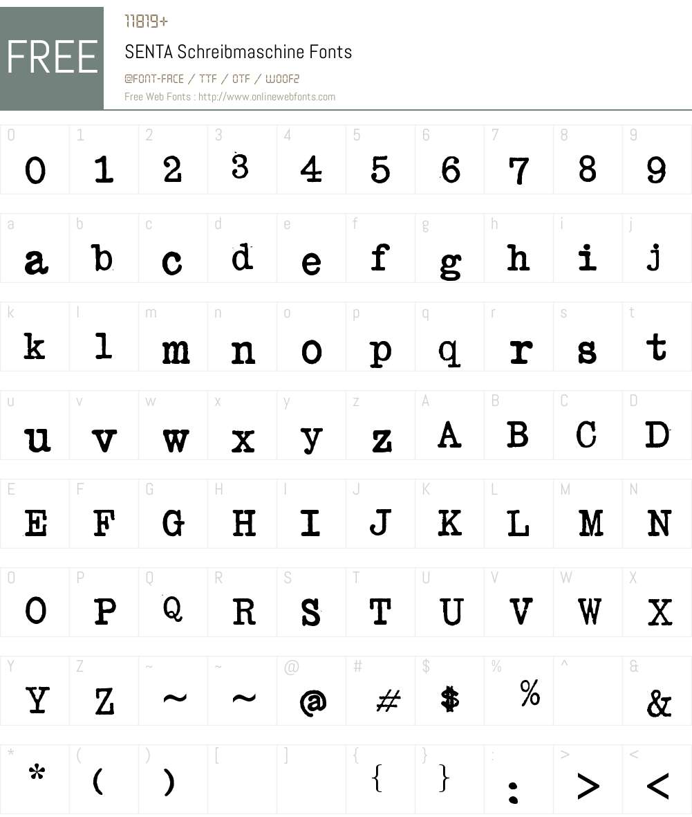 SENTA Schreibmaschine Font Screenshots