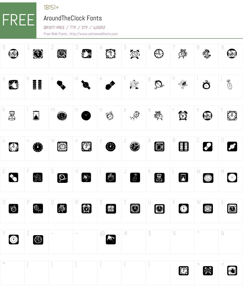 AroundTheClock Font Screenshots