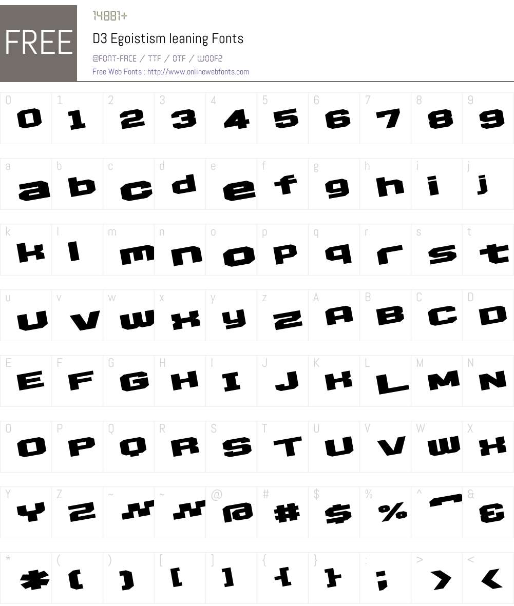 D3 Egoistism leaning Font Screenshots