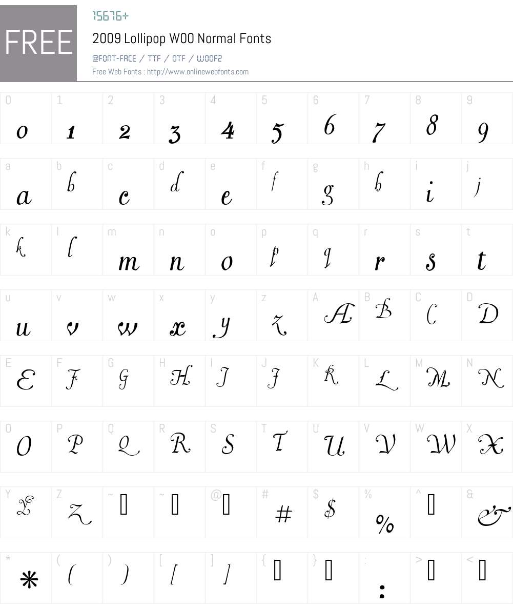 2009 Lollipop Font Screenshots