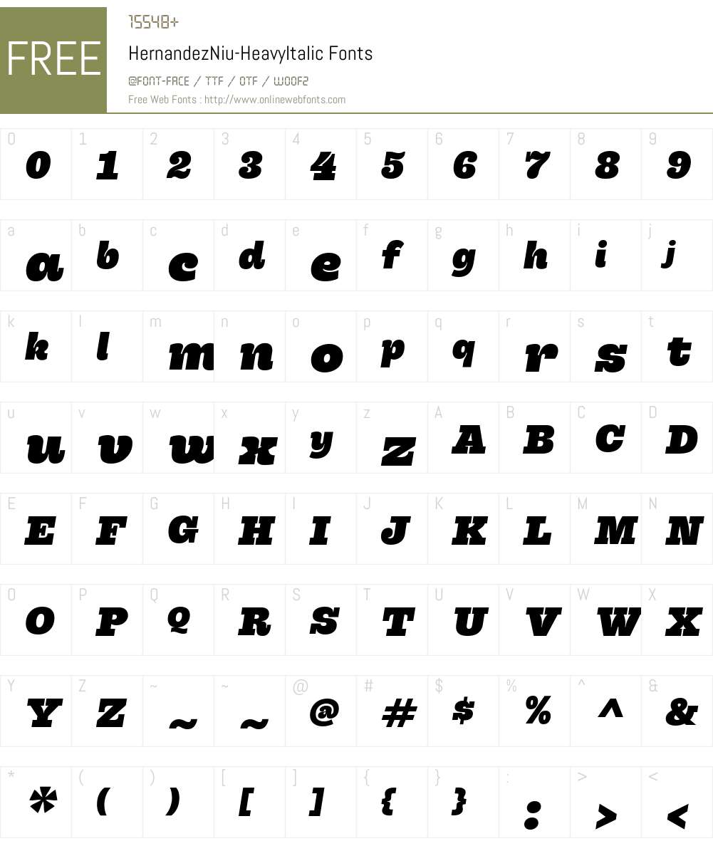 HernandezNiu-HeavyItalic Font Screenshots