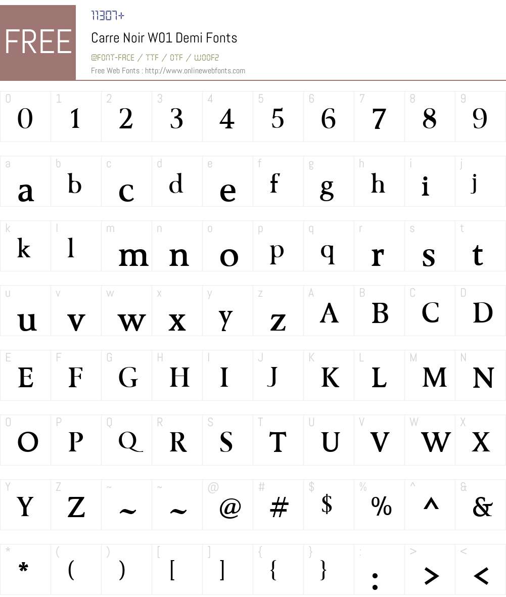 CarreNoirW01-Demi Font Screenshots