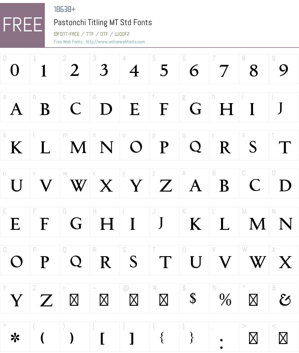 Pastonchi Titling MT Std Font Screenshots