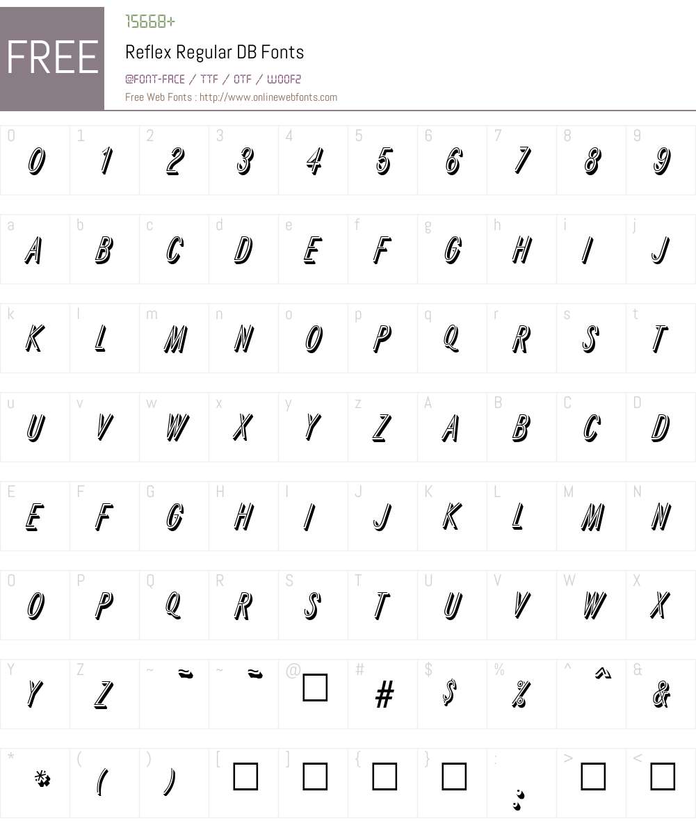 Reflex DB Font Screenshots