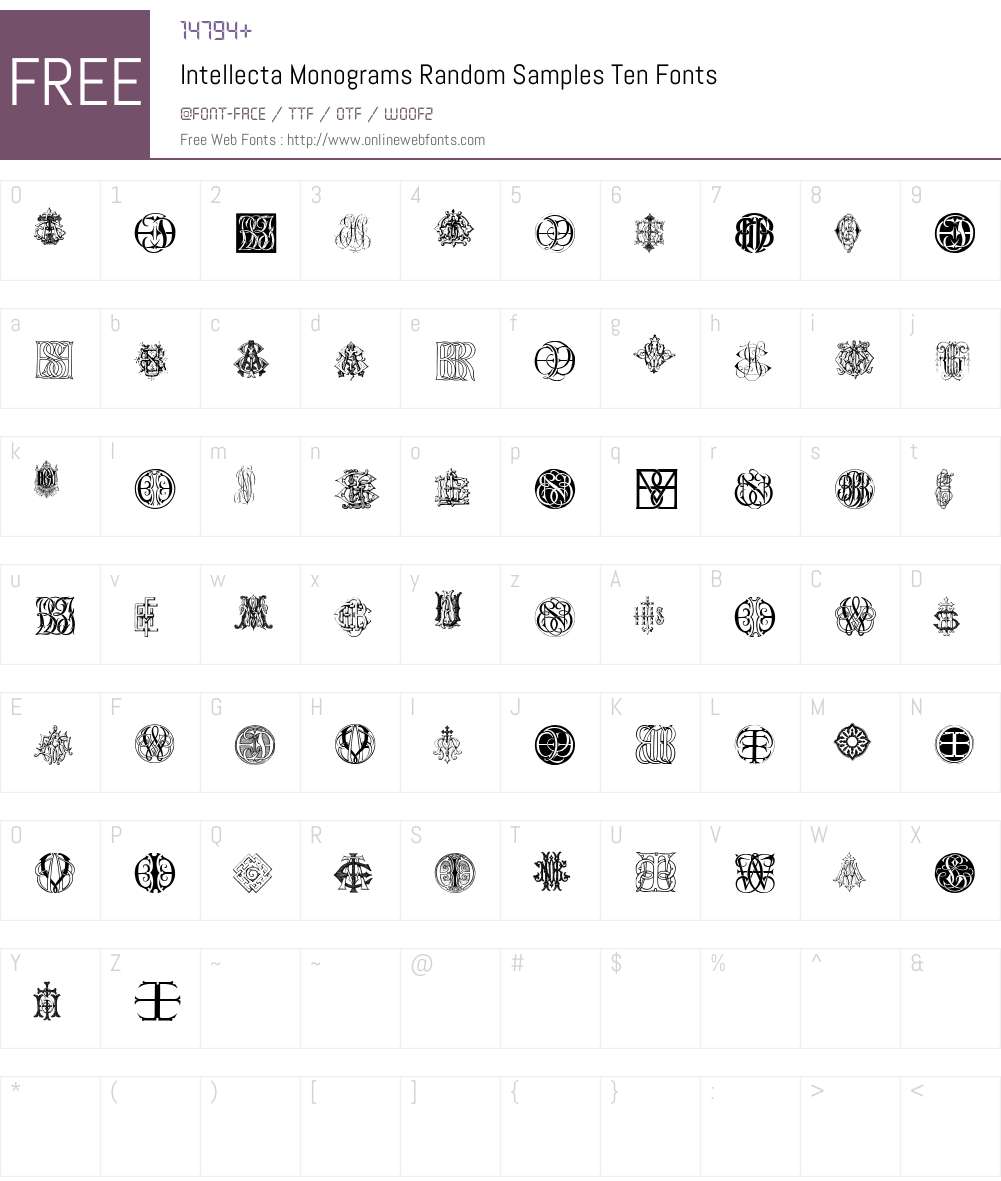 Intellecta Monograms Random Samples Ten Font Screenshots
