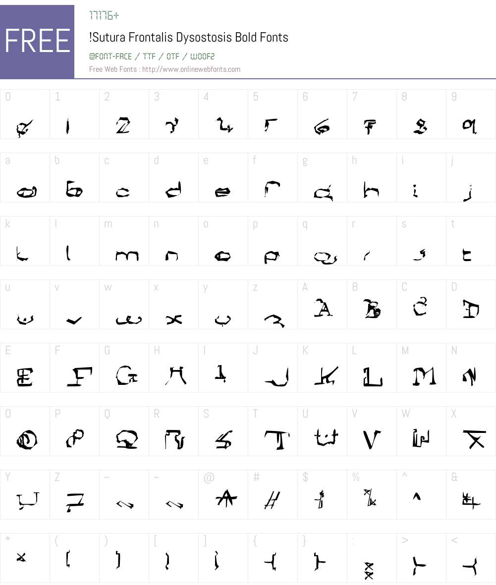 !Sutura Frontalis Dysostosis Font Screenshots