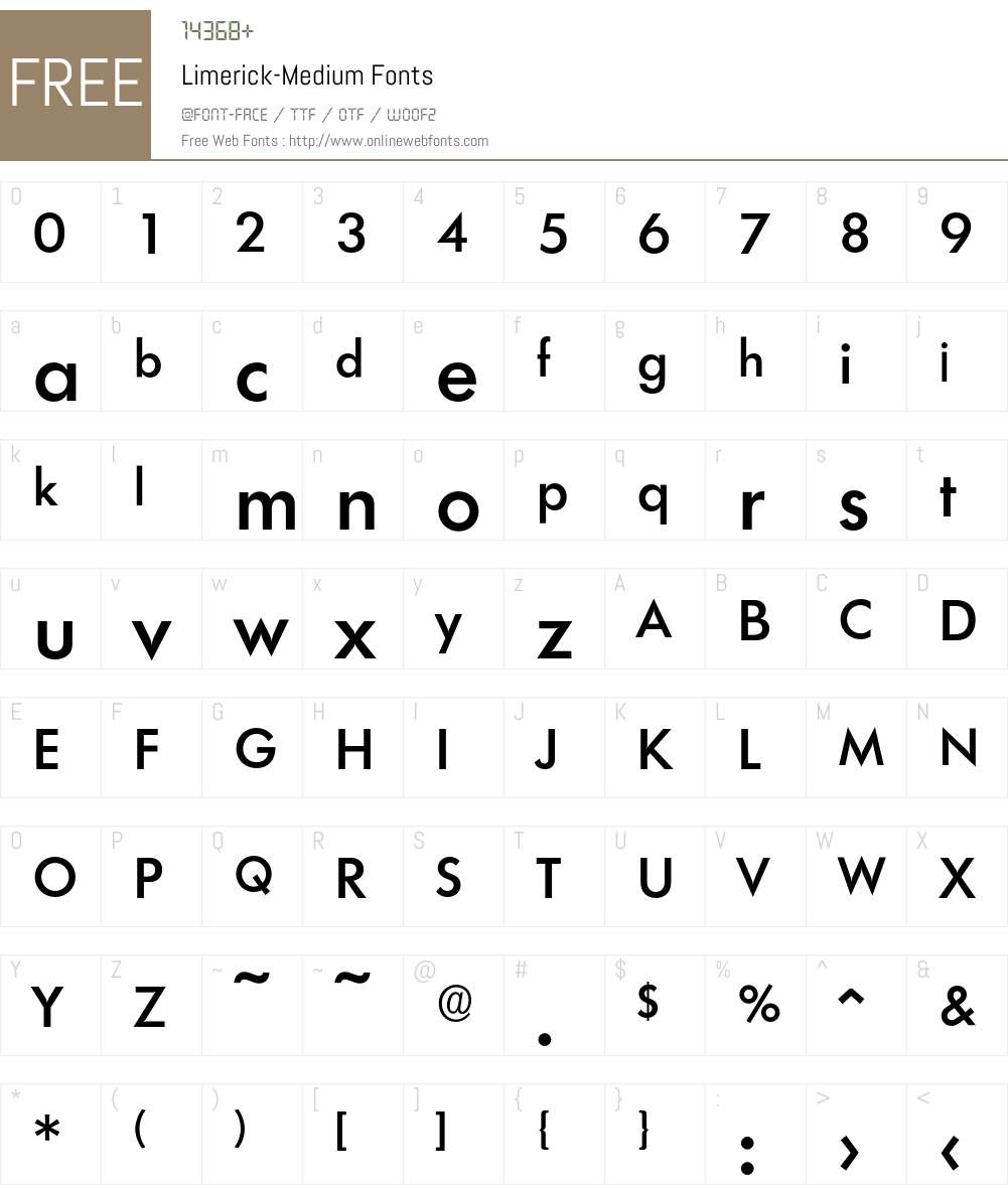 Limerick-Medium Font Screenshots