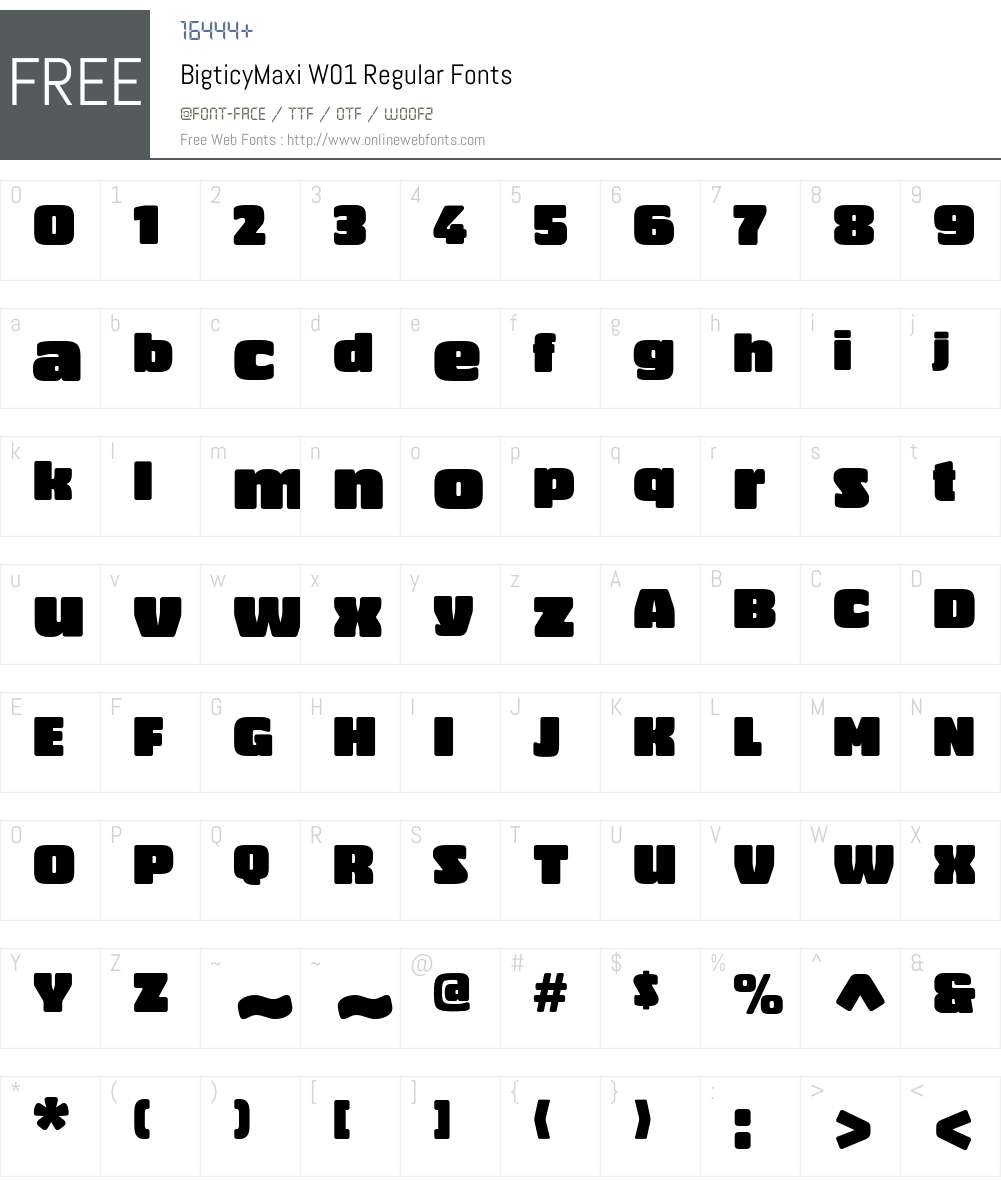 BigticyMaxiW01-Regular Font Screenshots