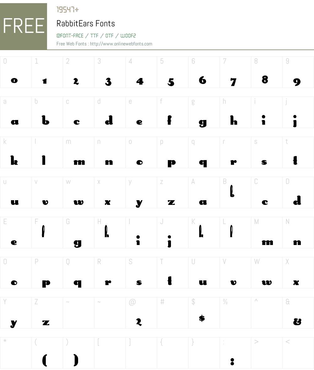 RabbitEars Font Screenshots