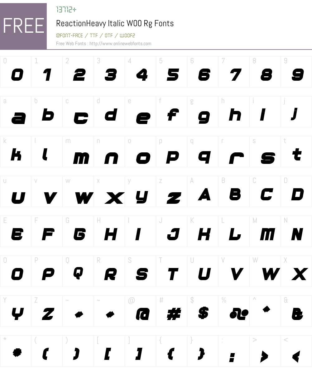 ReactionHeavy Italic Font Screenshots