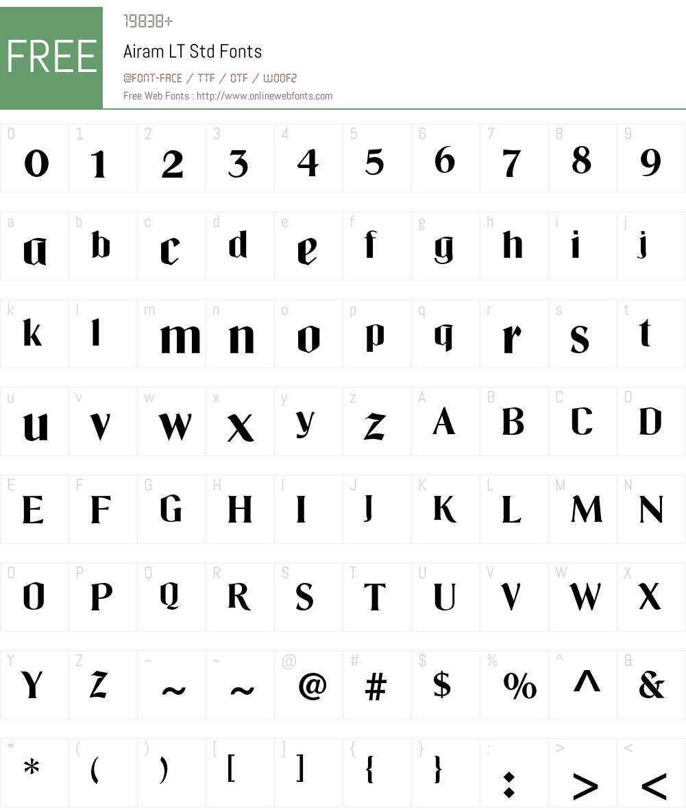Airam LT Std Font Screenshots